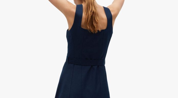 smart casual dress code : Mango Belt Strap Dress, Navy