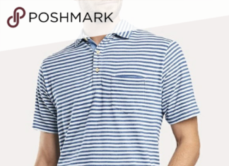 topgolf dress code : Peter Millar Seaside Stripe Indigo Polo Shirt XL