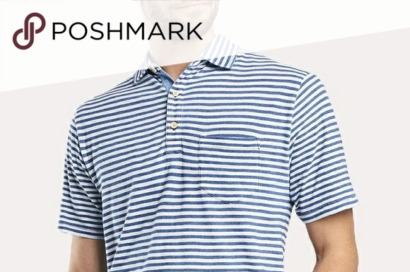 topgolf dress code : Peter Millar Seaside Stripe Indigo Polo Shirt XL