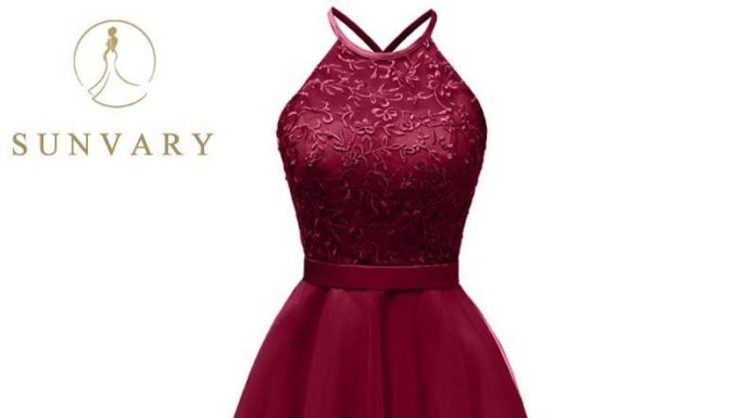 cocktail dress code : Sunvary Summer 2018 Women Lace Party Dress Plus Size Halter-neck Sleeveless Short Sexy Cocktail Dress Backless Night Club Dress – dark red / 16W