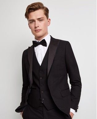 black tie dress code : Mens Moss London Skinny Fit Black Dress Jacket – Black