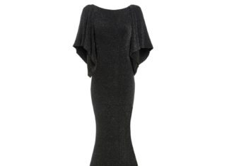 black tie dress code : Sarvin – Marylin Cowl Back Metallic Floor Length Gown