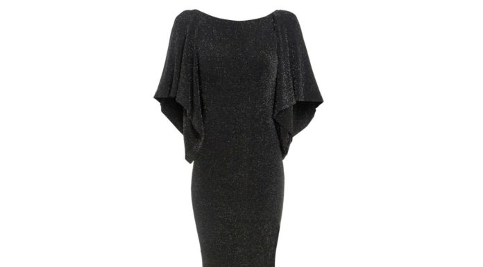 black tie dress code : Sarvin – Marylin Cowl Back Metallic Floor Length Gown