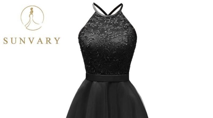 cocktail dress code : Sunvary Summer 2018 Women Lace Party Dress Plus Size Halter-neck Sleeveless Short Sexy Cocktail Dress Backless Night Club Dress – black / 16