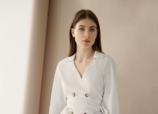 dress code definitions : LICHI – Online fashion store :: Wrap shirt with a wide belt and accent buttons