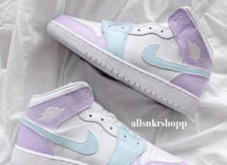 nike air : Jordan Shoes | Nike Air Jordan 1 Mid Custom | Color: Purple/White | Size: Various