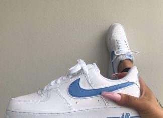 nike air force 1 : Original Official Nike AIR FORCE 1 AF1 Men Powder Blue (Customized)