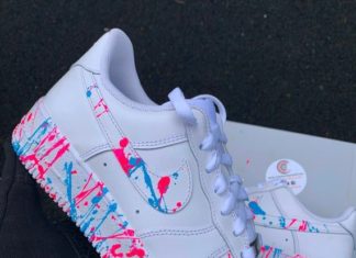 nike air force 1 custom : Custom Nike Air Force 1 (Pink and Blue), Splat Trainers, Spill Trainers, Spill Air Force 1, Paint Ai