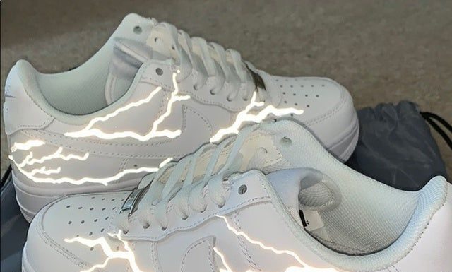 nike air force 1 custom : Lightning Strike Reflective Custom Air Force 1 By Justkiarra