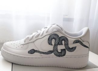 nike air force 1 custom : Snake Design Around Swoosh On Air Force 1!