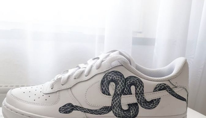 nike air force 1 custom : Snake Design Around Swoosh On Air Force 1!