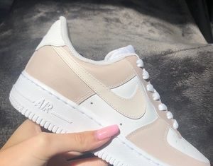 nike air force custom : Nike Shoes | Brown Color Block Air Force Ones | Color: Cream/Tan | Size: Various