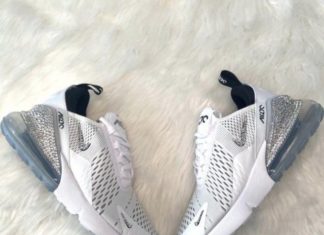 nike air max 270 white : Nike Air Max 270 White Custom Swarovski Sneakers