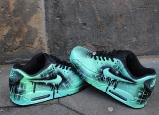 nike air max black : Custom Nike Air max 90 menthe Black Abstract graffiti Drip Sneaker *UNIKAT* Rare « SALE » Prix pour une courte période