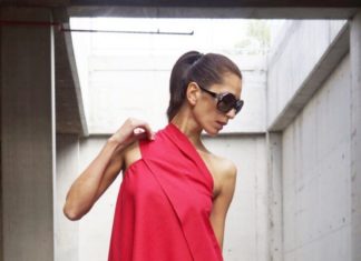 red dress boutique coupon code : New Mini Elegant Dress / Red Sexy Linen Dress / One Shoulder Dress / Extravagant Short Dress / Party Dress by AAKASHA A03426