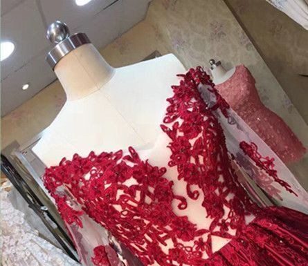 red dress discount code : Ball Gown Prom Dress,Red Prom Dress,Off Shoulder Prom Dress, Long Sleeve Prom dress,MA008