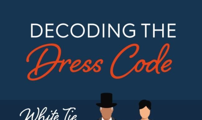 white tie dress code : From Cocktail to White Tie: Complicated Dress Codes Explained | Daily Infographic