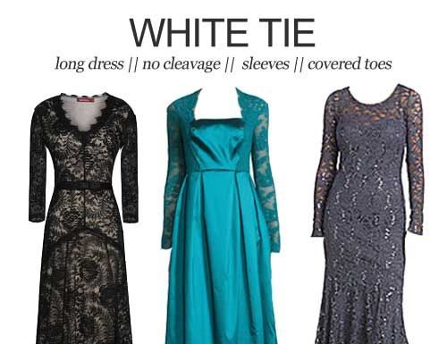 white tie dress code : Wedding Dress Codes Decoded || White Tie, Black Tie, and Cocktail Attire – Kiss My Tulle