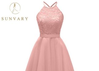 cocktail dress code : Sunvary Summer 2018 Women Lace Party Dress Plus Size Halter-neck Sleeveless Short Sexy Cocktail Dress Backless Night Club Dress – pink / 6