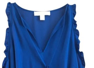 dress code policy : MICHAEL Michael Kors | Blue XS Ruffle Cold Shoulder Blouse Size 2 (XS)