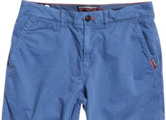 fbla dress code : Superdry blauw zacht slim fit chino stretch short twill katoen – Maat W32