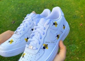nike air force 1 07 womens : Hand Painted Custom Nike Air Force 1 Low Bee Air Force Custom Sneakers Custom Trainers Made to Order