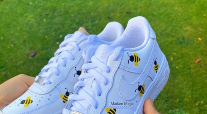 nike air force 1 07 womens : Hand Painted Custom Nike Air Force 1 Low Bee Air Force Custom Sneakers Custom Trainers Made to Order