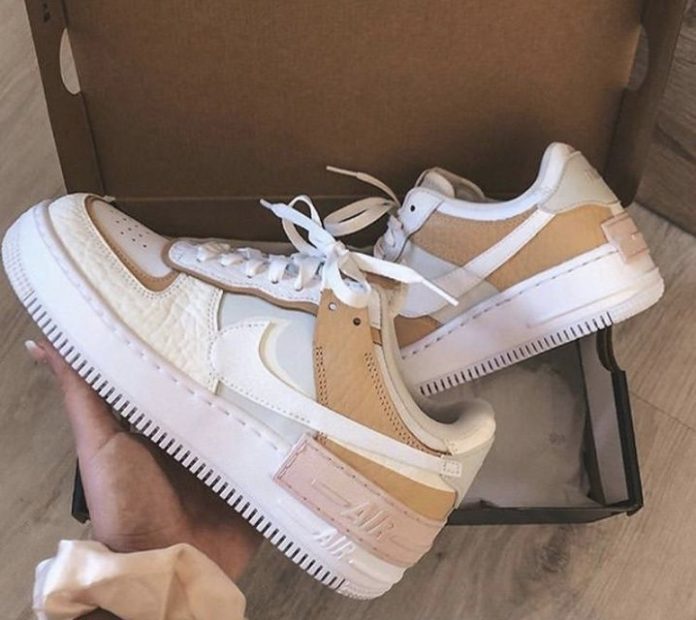 nike air force 1 : Beige Air Force Shadow Customs