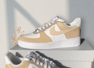 nike air force 1 high : Custom Nike Air Force 1 Beige Neutral Colors