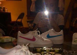 nike air force 1 pink : Nike Air Force 1 Custom Pink Pather on Mercari