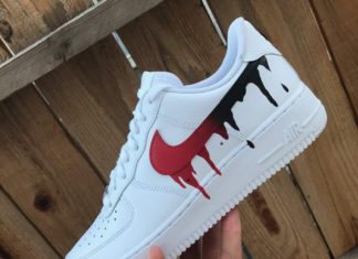 nike air force 1 red : Nike Air Force 1 Black/Red Drip