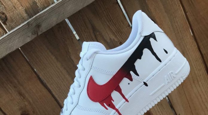 nike air force 1 red : Nike Air Force 1 Black/Red Drip