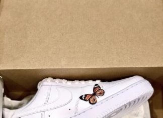 nike air force high tops : Butterfly Monarch 3M Heat Transfer DECAL ONLY Stickers – Nike Air Force 1 custom orange heat transfe